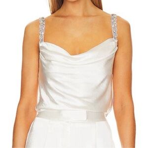 Lovers + Friends Tasha Satin Top Women’s XS White